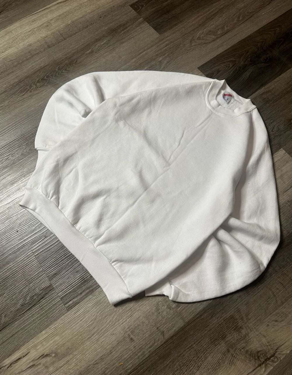 Vintage 90s Jerzees Blank White Crewneck Sweatshirt Made in USA Size L